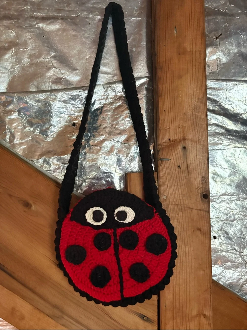 Homemade Red and Black Ladybug Crossbody Bag